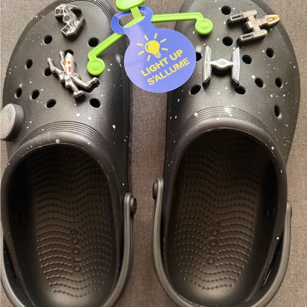 CROCS Kids Black Sandals with Space Charms